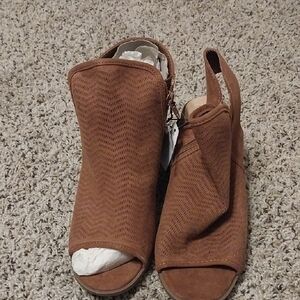 Brown Peep-Toe Ankle Boots